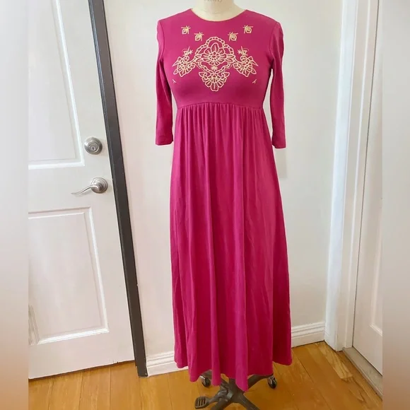 slim fit dress slacks Luxury Evening Gown Magenta Gold Stones L main image 1